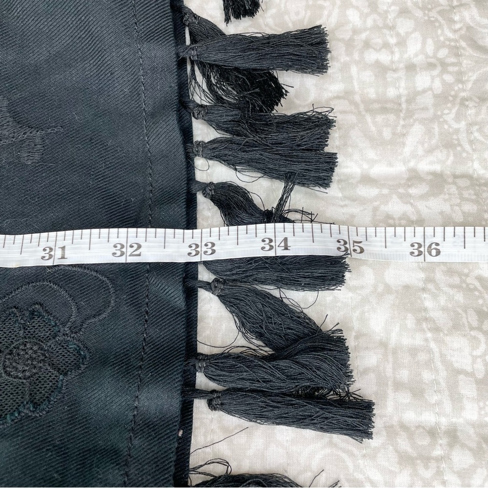 Madewell Black Linen Blend Embroidered Floral Tassel Shift Dress Extra Small - Picture 10 of 10